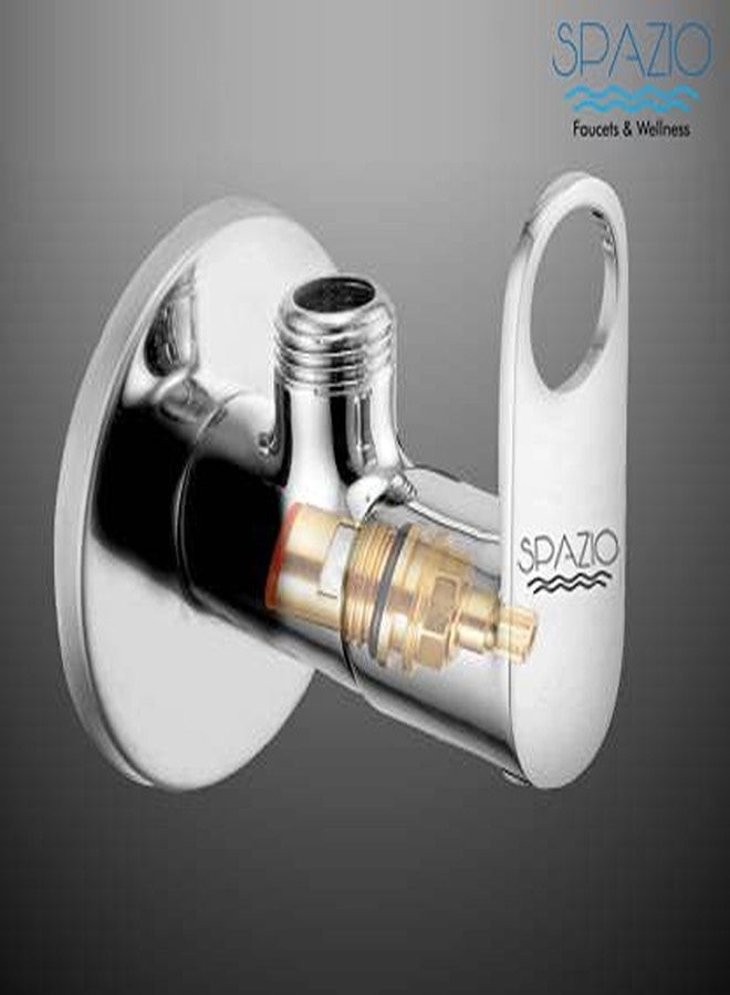 SPAZIO صنبور زاوية من الفولاذ المقاوم للصدأ من مجموعة SPAZIO MAX / صمام زاوية، حنفيات حمام، صنبور إيقاف زاوية، حوض غسيل، صنبور سخان مياه، مطلي بالكروم مع شفة جدارية، عبوة من 4 قطع - Image 3